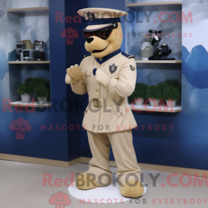 Beige Navy Soldier maskot...
