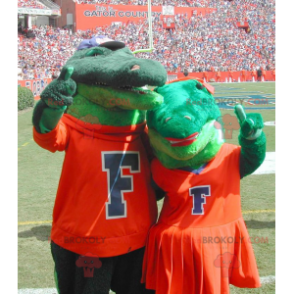 Mascot couple of green crocodiles - Redbrokoly.com