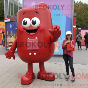 Rød chokolade maskot...
