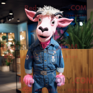 Roze geit mascottekostuum...