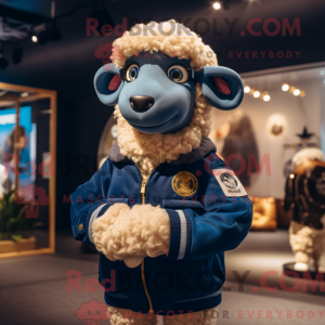 Navy Merino Sheep mascot...