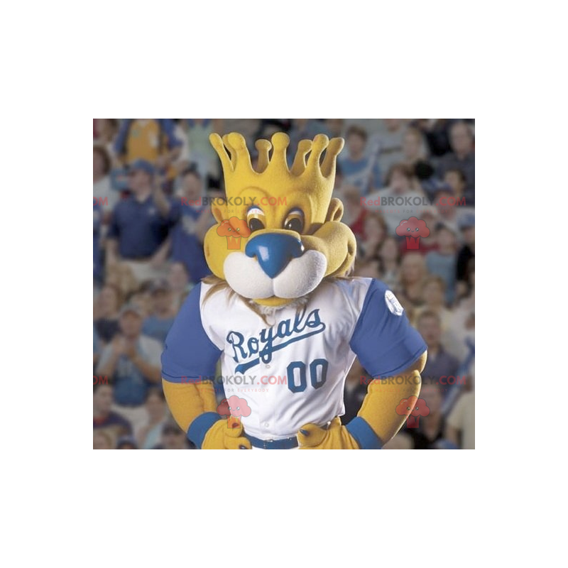 Lion mascot with head in the shape of a crown - Redbrokoly.com