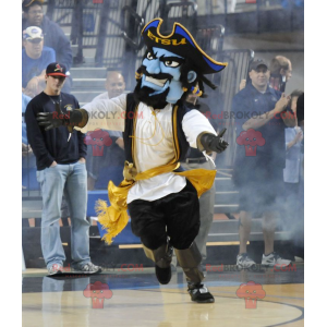 Blue pirate mascot in traditional dress - Redbrokoly.com