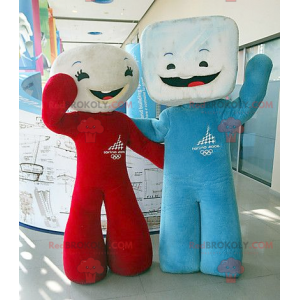 2 mascotes de marshmallow com cubos de açúcar - Redbrokoly.com