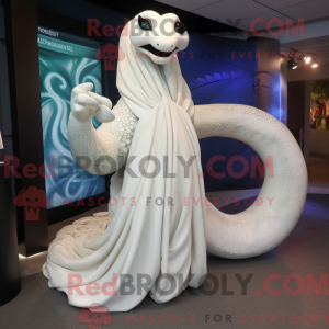 Hvit Hydra maskotdraktfigur...