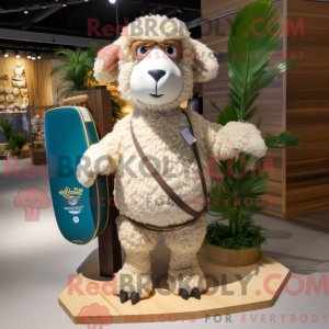 Beige Merino Sheep mascot...