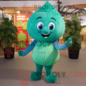 Cyan spinat maskot kostume...