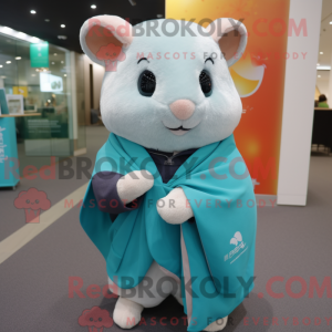 Cyan hamster maskot drakt...