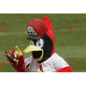Mascotte uccello blu giallo e rosso - Redbrokoly.com