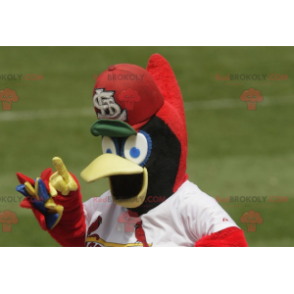Mascotte uccello blu giallo e rosso - Redbrokoly.com
