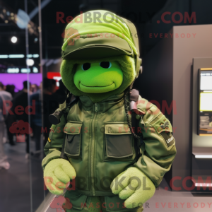 Fantasia de mascote de Para Commando verde com jaqueta e gorros - Mascotes do Para Commando - REBROKO_275306 - RedBrokoly.com