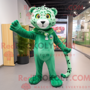Grøn Leopard maskot kostume...
