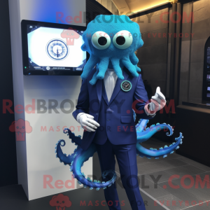 Blue Medusa mascot costume...
