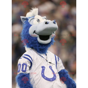 Mascotte cavallo blu e bianco - Redbrokoly.com