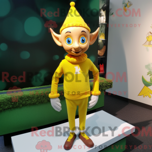 Yellow Elf maskot kostume...