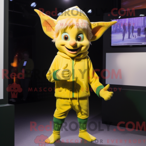 Yellow Elf mascot costume...