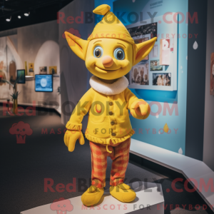 Geel elf-mascottekostuum...