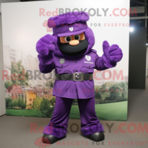 Fantasia de mascote Commando roxa com saia-calça e suspensórios - Mascotes de comando - REBROKO_275471 - RedBrokoly.com