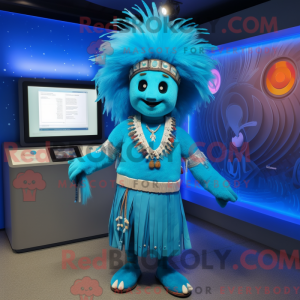 Cyan Chief maskot kostume...