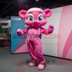 Pink Acrobat maskot kostume...