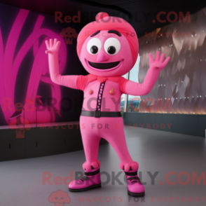 Fantasia de mascote Acrobata rosa com casaco e cintos - Mascotes rosa - REBROKO_275517 - RedBrokoly.com