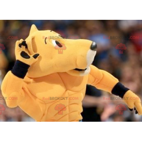 Oranje katachtige tijger mascotte in sportkleding -