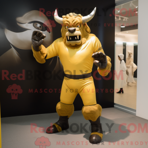 Gold Minotaur maskot drakt...