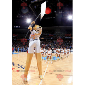 Orange felintigermaskot i sportkläder - Redbrokoly.com