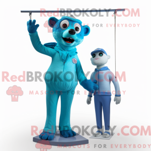 Cyan Trapeze Artist mascot...
