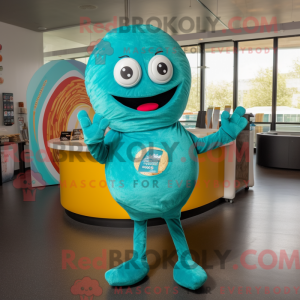 Turquoise Donut mascot...