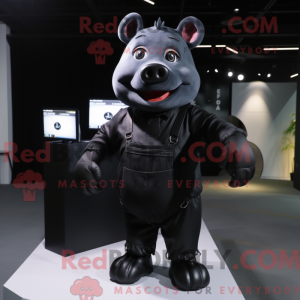 Sort gris maskot kostume...
