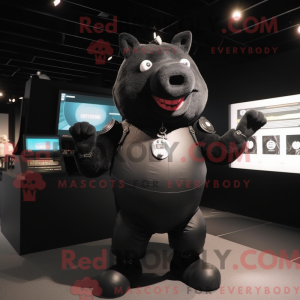Black Pig mascot costume...