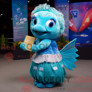 Cyan Betta Fish mascot...