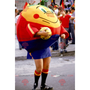 Giant tangerine orange mascot in sportswear - Redbrokoly.com