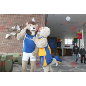 2 leeuw en leeuwin mascottes - Redbrokoly.com