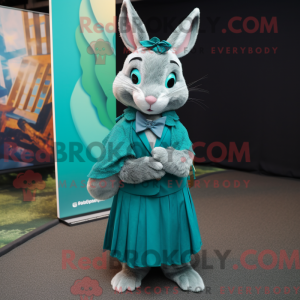 Teal Wild Rabbit mascot...