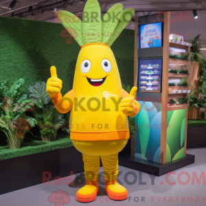 Geel Wortel mascottekostuum...