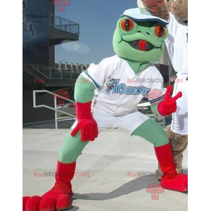 Mascotte de grenouille verte et rouge - Redbrokoly.com