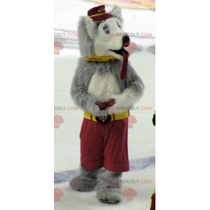 Grijze en witte wolfshond mascotte - Redbrokoly.com