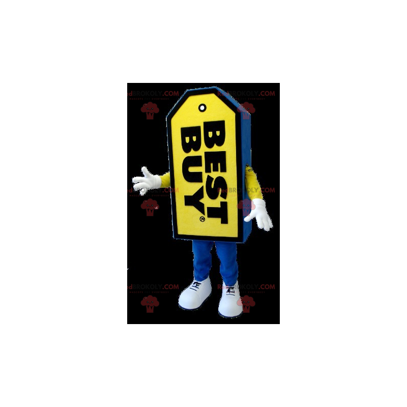 Mascotte d'étiquette géante Best Buy bleue et jaune -