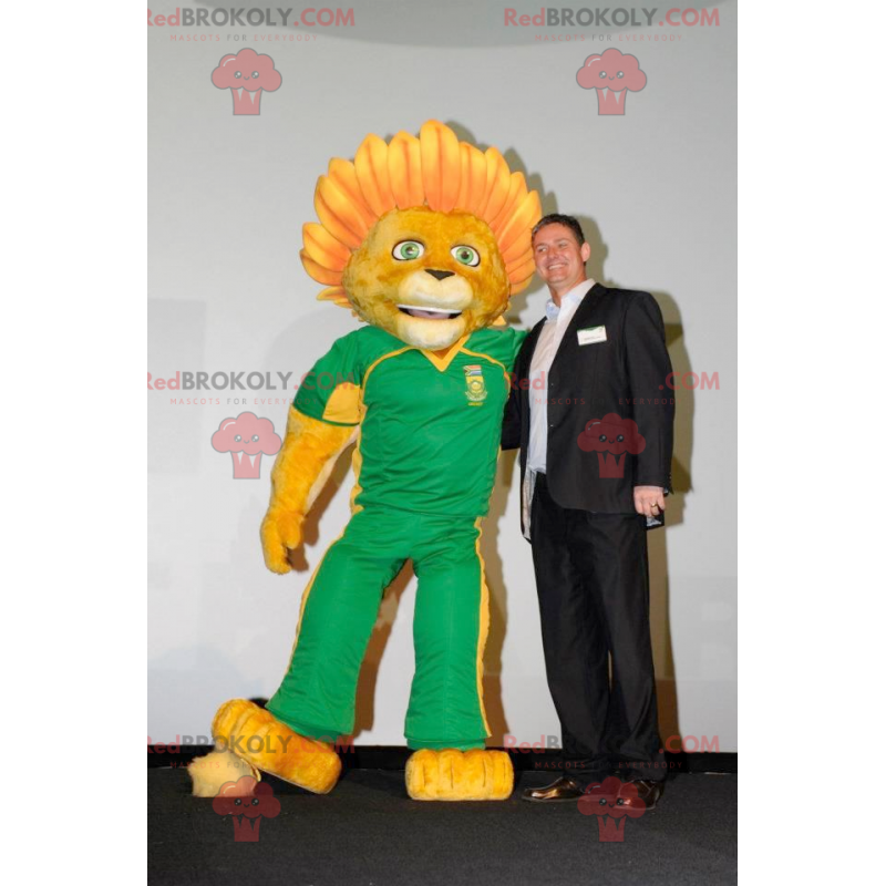 Yellow lion mascot with a flowery mane - Redbrokoly.com