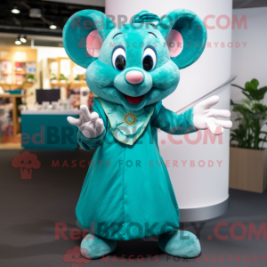 Teal Mouse mascot costume...