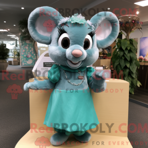 Blågrøn mus maskot kostume...