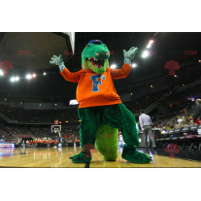 Green crocodile mascot dressed in red - Redbrokoly.com