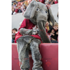 Gray elephant mascot with a red t-shirt - Redbrokoly.com