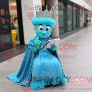 Cyaan Queen mascottekostuum...