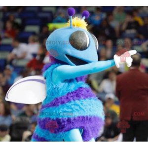 Blue and white flying insect fly mascot - Redbrokoly.com