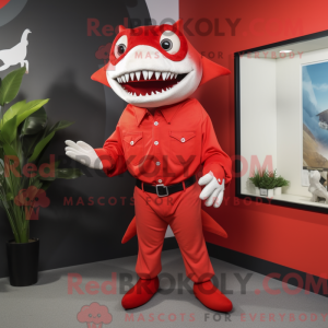Red Shark maskot kostume...