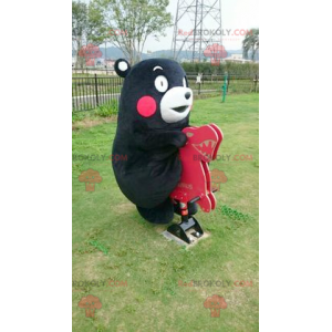 Black and white bear mascot with red cheeks - Redbrokoly.com