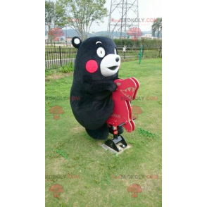 Black and white bear mascot with red cheeks - Redbrokoly.com